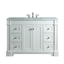 Stufurhome 48 In White Single Sink Bathroom Vanity With Carrara White Natural Marble Top Hd 1632w 48 Cr In 2020 Single Sink Bathroom Vanity White Vanity Bathroom Marble Vanity Tops