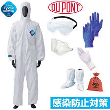 楽天市場 あす楽 防護服 使い捨てタイプ シューズカバー付き 作業服 作業着 飛沫 感染症対策 つなぎ服 大きいサイズ 感染症 単品 シューカバー 日本発送 在庫あり トレモ ジャパン ロングシャツ メンズ タイベック 保護メガネ