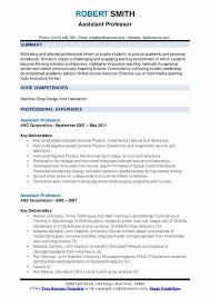 Assistant Professor Resume Samples Qwikresume