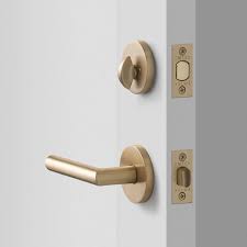York Door Set With Otto Lever Deadbolt Satin Brass Brass Door Handles Door Handles Modern Door Sets