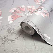 Veelike 15.7x118 grey marble contact paper for countertops white marble contact paper for cabinets kitchen peel and stick wallpaper removable self adhesive wall paper for. Holden Grey Pink Floral Smooth Wallpaper Diy At B Q