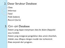 .efisiensi dari sebuah program type data dan struktur data  struktur data sederhana, misalnya linier : Database Jaringan Dan Telekomunikasi Ppt Download