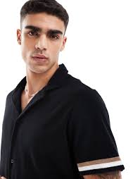 Boss Terry beach shirt black