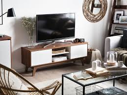 Nos meubles tv design et pratiques vous proposent de nombreux rangements. Meuble Tv Blanc En Noyer Rochester Beliani Fr