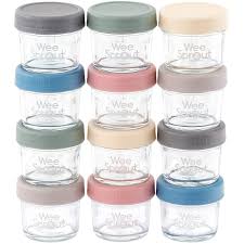 Weesprout Glass Baby Food Storage Containers 12 Set 4 Oz Baby Food Jars With Lids Freezer Storage Reusable Small Glass Baby Food Containers Microwave Dishwasher Friendly For Infants Babies Walmart Com