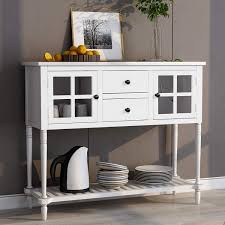 This adds a feminine touch without being too girly (you're welcome groom!). Amazon Com P Purlove Buffet Table Sideboard Table Console Table Rustic Tables With Two Storage Drawers Two Cabinets And Bottom Shelf For Living Room And Entryway White Buffets Sideboards