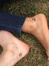 Unique Friend Tattoos Sun And Moon Tattoos On Tahlia Stewartand Her Little Tattoos For Men And Wo Moon Tattoo Foot Tattoos Small Moon Tattoos