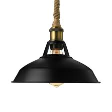 Matte Black 1 Light Warehouse Led Pendant Light With Rope Hanging Chain Takeluckhome Com