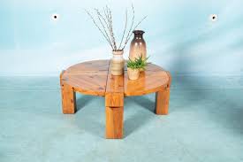 Turned leg coffee table w/drawer. Vintage Scandinavian Round Pine Coffee Table For Sale At Pamono
