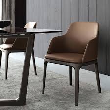 Leather Chair With Armrests Grace By Poliform Design Emmanuel Gallina Dining Chairs Wooden Dining Chairs Upholstered Chairs