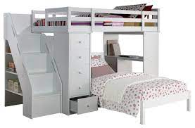 Acme freya loft bed is another pleasant loft bed made of wood construction for stability, strength and to last long. Acme Freya Loft Bed With Bookcase Ladder In White 37145