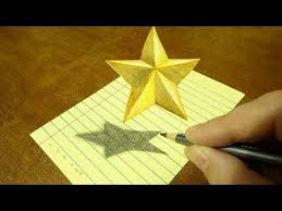 How To Draw Floating Star Drawing 3d Star Art On Line Paper By Vamos Youtube Star Art 3d Paper Art 3d Star