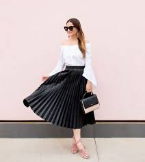 Black And White Pleated Skirt Outfit Click On The Photo To Shop This Beautiful Skirt New Black Pleated High Waist Skirt Midi Length Fall Autumn Winter W Long Skirt Outfits Skirt Outfits Fashion