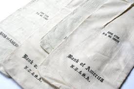 Lot Of Four Bank Of America Money Bags Vintage Bank Bags Etsy Money Bag Tooled Leather Purse Cotton Bag