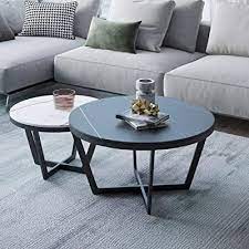 The top of this coffee table is crafted from elegant white limestone. Buy Goalukk Round Nesting Coffee Table Set Of 2 Modern Decorative Side End Table With Metal Frame And Sintered Stone Top For Living Room Balcony Garden And Office Black White Online In Taiwan