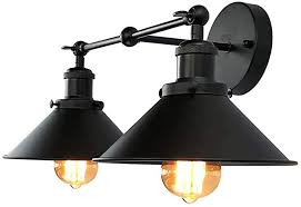 Lmsod Bathroom Vanity Light 2 Lights Vintage Industrial Black Wall Sconce Metal Lighting Fixture Amazon In 2020 Metal Light Fixture Metal Lighting Light Fixtures
