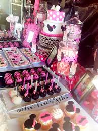 Pin By Sweet Tooth Candy Buffets On Minnie Mouse Birthday Party Candy Birthday Party Minnie Party Minnie Mouse Birthday Party Decorations