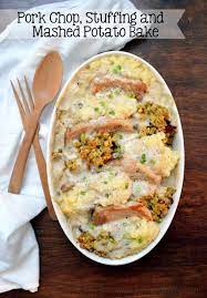 When shimmering, add the seasoned pork chops. Pork Chop Stuffing And Mashed Potato Casserole Pork Chop Casserole Recipes Pork Entrees Baked Stuffed Pork Chops