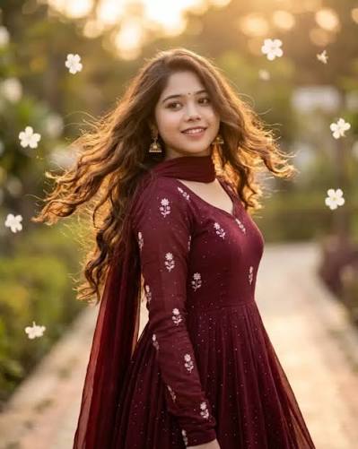 Maroon Kurti & Floating Blossoms Portrait