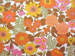 A nice contrast to a scene that's taking place outside my window. Vintage Flower Power Fabric Vintage Flowers Retro Prints Retro Flowers