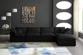 Plush 5a Black Sectional Sofa 602black Sec5a Meridian Furniture Modular Sectionals Meridian Furniture Sectional Sofa Furniture