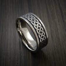Titanium Celtic Irish Knot Ring Carved Band Celtic Wedding Rings Titanium Wedding Rings Rose Gold Engagement Ring