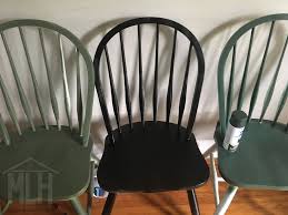 Updating Second Hand Chairs With Spray Paint Painted Dining Chairs Painting Kitchen Chairs Painted Wood Chairs