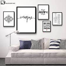 Motivational Quote Minimalist Art Canvas Poster Abstract Painting Black White Wall Picture Modern Home Deco White Wall Decor White Walls Wall Decor Living Room