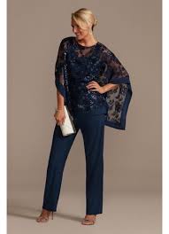 Pants and skirt suit set, created for macy's. Beaded Chiffon Pantsuit With Jacket David S Bridal