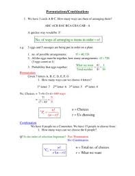 Probability Permutations And Combinations Worksheet With Answers Permutations And Combinations Studying Math Math