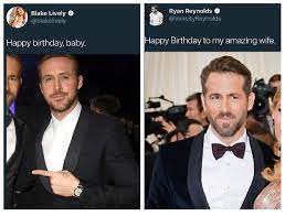 That's probably why, on her 32nd birthday, husband ryan reynolds thought it would be hilarious to show her in a series of less than flattering photos. The Way Blake Lively And Ryan Reynolds Say Happy Birthday To Each Other Ryan Reynolds Funny Ryan Reynolds Ryan Reynolds Tweets