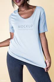 Download Premium Psd Of Woman Wearing Blue T Shirt Mockup 2291766 In 2020 Shirt Mockup Orange T Shirts Blue Tshirt