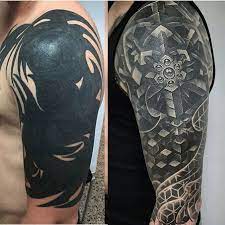 60 Amazing Cover Up Tattoos Pictures Before And After You Won T Believe That There Was A Tattoo Black Tattoo Cover Up Cover Up Tattoos Shoulder Cover Up Tattoos