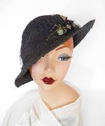 1930s Tilt Slouch Hat Xl Navy Blue With Flowers Etsy Slouch Hat Hats Hats Vintage