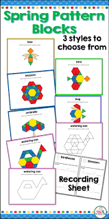 Spring Pattern Block Activities For Preschool And Kindergarten These Colorful Engaging Math M Pattern Blocks Pattern Blocks Activities Spring Theme Preschool