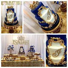 The Buttercreamery Royal Blue And Gold Baby Shower Dessert Table Fit For A Prince Desserts By De Royalty Baby Shower Baby Shower Desserts Gold Baby Showers