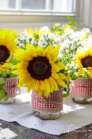 Find unique kitchen canisters sets. Mason Jar Centerpieces Sunflower Filled Jars Decorated With Burlap
