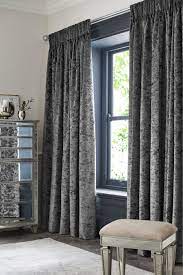 Next Crushed Velvet Pencil Pleat Lined Curtains Grey Velvet Curtains Bedroom Grey Curtains Grey Curtains Bedroom