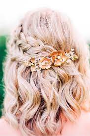 Gorgeous Braided Prom Hairstyles For Short Hair Love This Pretty Half Up Braided Style Wi Prom Hairstyles For Short Hair Short Hair Styles Short Wedding Hair