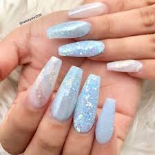 We're obsessed with deep blue metallics. She Just Said She Wanted Baby Blue Nails Ilovewhatido Longnails Bluenails Glitternails Marblenails Nail Baby Blue Nails Quinceanera Nails Blue Acrylic Nails