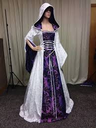 Stunning Medieval Dress In White And Purple With Scottish Widow Hood Great For A Prom Dress Renaissance Gown Gothic Wedding Dress Renaissance Wedding Dresses
