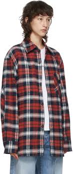 Flannel red and blue flannel with grey hood. Acne Studios Red Blue Flannel Patch Shirt In 2021 Flannel Patched Cotton Flannel Shirts Blue Flannel