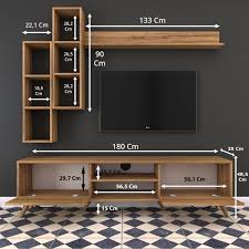 Rani A5 Duvar Rafli Kitaplikli Mdf Tv Unitesi Duvara Monte Dolapli Modern A Dolapli Duvar Duvar Wall Tv Unit Design Tv Wall Design Modern Tv Wall Units