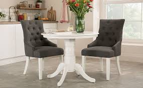 Argstar 2,4,6 pack velvet seat covers for dining room chairs, plush dining chair seat cover, peacock stretch kitchen chair cover, chair covers for dining room set of 4 (teal) 4.3 out of 5 stars 1,097 $16.99 $ 16. Kingston Round White Dining Table With 2 Duke Slate Fabric Chairs Furniture And Choice