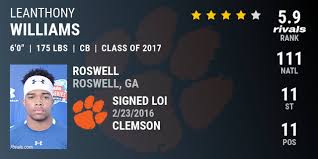 Le Anthony Williams 2017 Cornerback Clemson