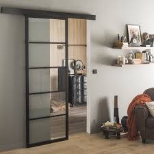 Porte Coulissante Laquee Noir Chloe Artens H 204 X L 73 Cm Leroy Merlin Portes Coulissantes De Cuisine Porte Interieur Moderne Porte Coulissante