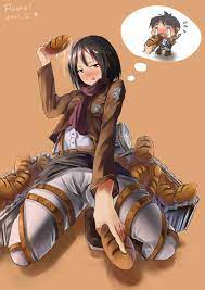 mikasa ackerman and eren yeager (shingeki no kyojin) drawn by flaurel |  Danbooru