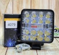 Фара LED квадратная 48W 6000K + Красно синий стробоскоп (16 диодов) (8.5см  х 8.5см х 1.5см) Mini