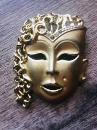 Vintage Brooch, Egyptian face brooch