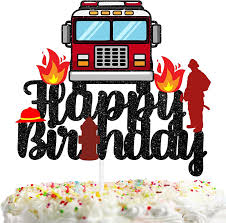 Modern wedding theme decoration ideas. Buy Fire Truck Happy Birthday Black Red Glitter Cake Topper Firefighter Fireman Theme Decorations Baby Shower Birthday Party Decor Supplies Online In Taiwan B092ccqm81